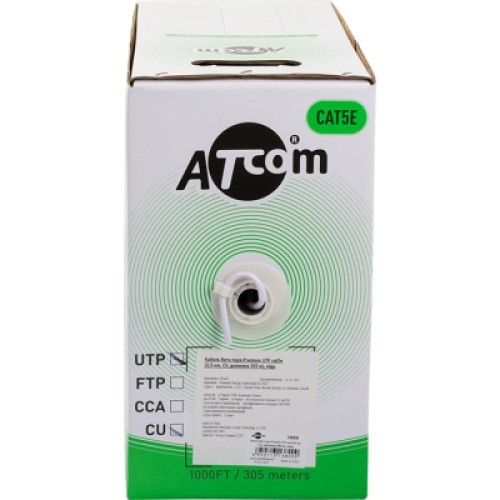Кабель сетевой Atcom UTP 305м cat.5e, CU, 0,5мм (3800)
