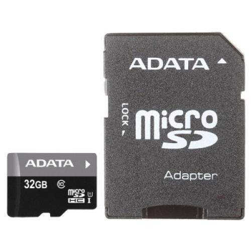 Карта памяти ADATA 32Gb microSDHC Ultra UHS-I +SD адаптер Class 10 (AUSDH32GUICL10-RA1)