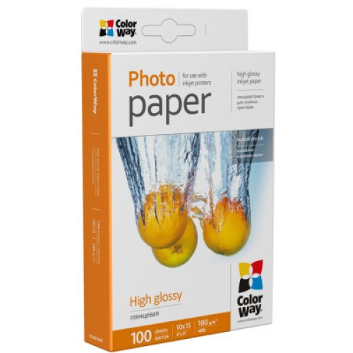 Фотобумага ColorWay 10x15 180г glossy, 100с (PG1801004R)