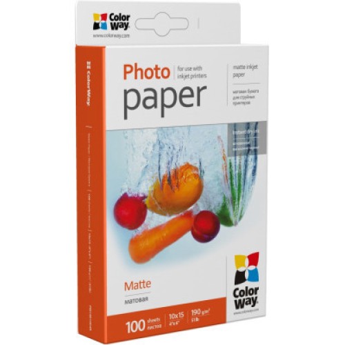 Фотобумага ColorWay 10x15 190г matte, 100с (PM1901004R)