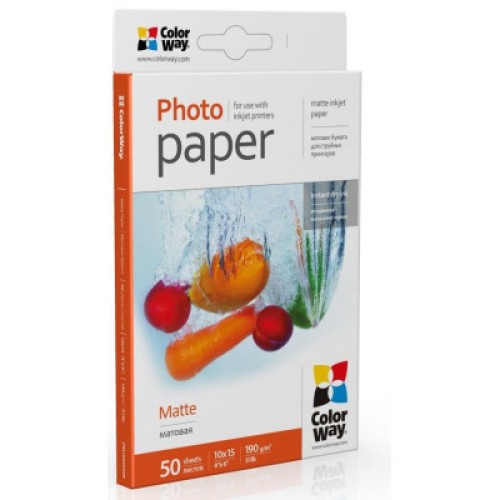 Фотобумага ColorWay 10x15 190г matte, 50с (PM1900504R)