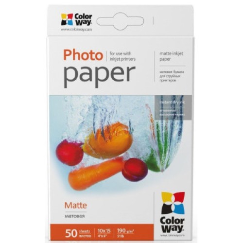 Фотобумага ColorWay 10x15 190г matte, 50с (PM1900504R)