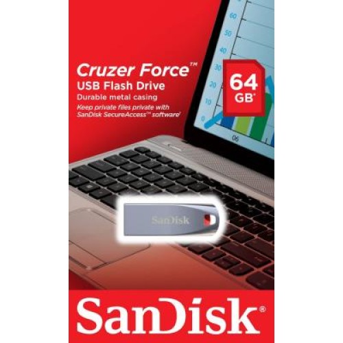 USB флеш накопитель SanDisk 64GB Cruzer Force Metal Silver USB 2.0 (SDCZ71-064G-B35)
