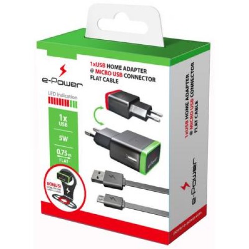 Зарядное устройство E-power 1 * USB 1A (EP701HAS)