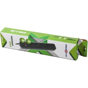 Сетевой фильтр питания Maxxter SPM5-G-10B чорний, 3 м кабель, 5 розеток (SPM5-G-10B)