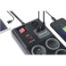 Сетевой фильтр питания REAL-EL RS-8F USB CHARGE 3m, black (EL122300004)