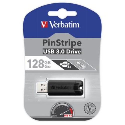 USB флеш накопитель Verbatim 128GB PinStripe Black USB 3.0 (49319)