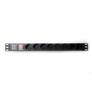 Силовой блок Eserver 19" 8 розеток, выкл., алюм. корпус PDU 220В, 16А (WT-2261A-GER-8WAY-WO)