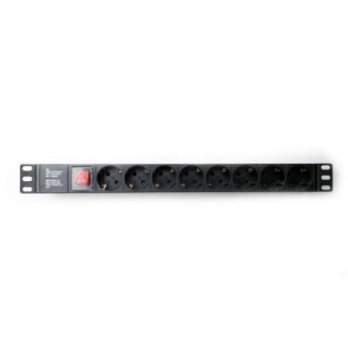 Силовой блок Eserver 19" 8 розеток, выкл., алюм. корпус PDU 220В, 16А (WT-2261A-GER-8WAY-WO)