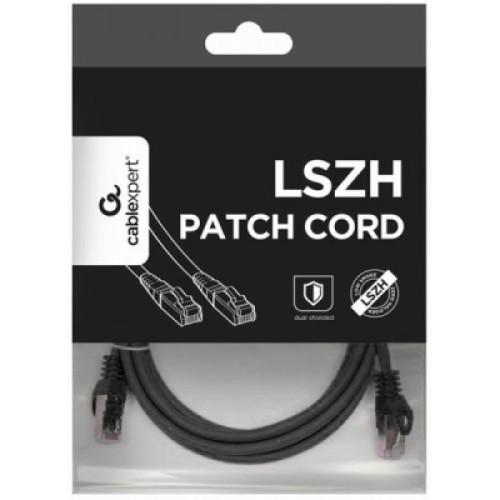 Патч-корд 1м S/FTP Cat 6A CU LSZH black Cablexpert (PP6A-LSZHCU-BK-1M)