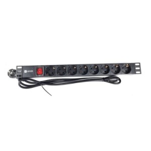 Силовой блок Eserver 19" 8 розеток, выкл., алюм. корпус PDU 220В, 16А (WT-2261A-GER-8WAY)