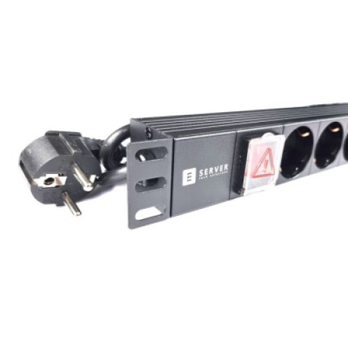 Силовой блок Eserver 19" 8 розеток, выкл., алюм. корпус PDU 220В, 16А (WT-2261A-GER-8WAY)