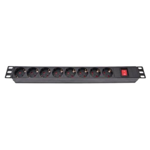 Силовой блок Eserver 19" 8 розеток, выкл., алюм. корпус PDU 220В, 16А (WT-2261A-GER-8WAY)