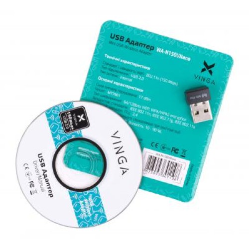 Сетевая карта Wi-Fi Vinga WA-N150U Nano (WA-N150UNano)