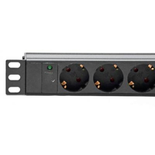 Силовой блок Kingda 19" 1U 9xSchuko, С14, без кабеля (KD-GER(16)N1009WKPB19A-C14)