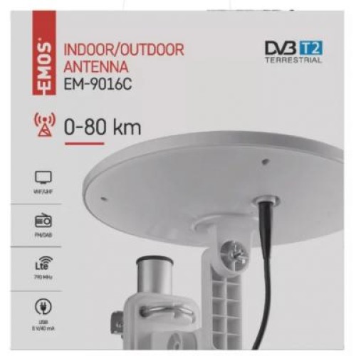 Антенна EMOS EM-9016C, external, 0–80 km, 360°, 20 дБі (J0664)