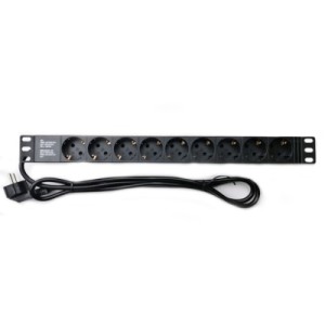 Силовой блок Eserver 19" 9 розеток, кабель 1.8м, алюм. корпус PDU 220В, 16А (WT-2261A-GER-9WAY)