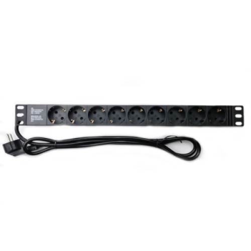 Силовой блок Eserver 19" 9 розеток, кабель 1.8м, алюм. корпус PDU 220В, 16А (WT-2261A-GER-9WAY)