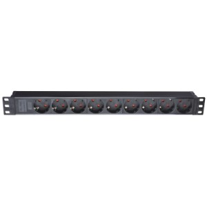 Силовой блок Eserver 19" 9 розеток, кабель 1.8м, алюм. корпус PDU 220В, 16А (WT-2261A-GER-9WAY)