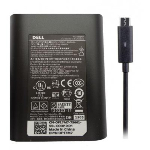 Блок питания к ноутбуку Dell 30W 20V, 1.5A + 12V, 2A + 5V, 2A, разъем USB Type C, Oval-ко (DA30NM150)