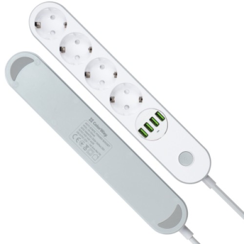Сетевой фильтр питания ColorWay CW-CHE44W, 4 розетки/4USB White 2M (CW-CHE44W)
