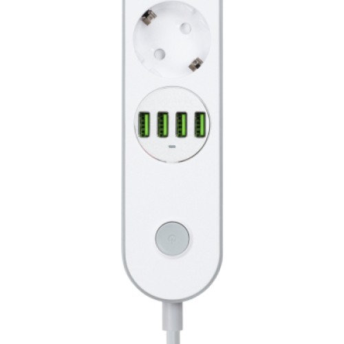 Сетевой фильтр питания ColorWay CW-CHE44W, 4 розетки/4USB White 2M (CW-CHE44W)