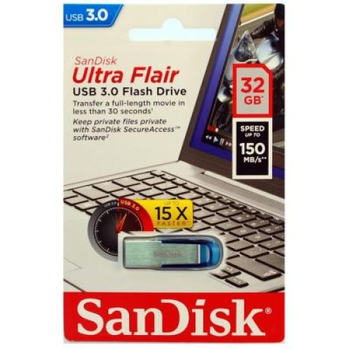 USB флеш накопитель SanDisk 32GB Ultra Flair Blue USB 3.0 (SDCZ73-032G-G46B)