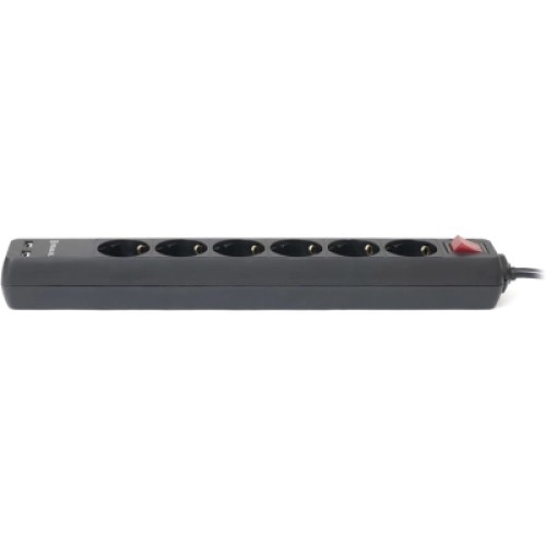 Сетевой фильтр питания REAL-EL REAL-EL RS-6 PROTECT USB, 5m, black (EL122300018)