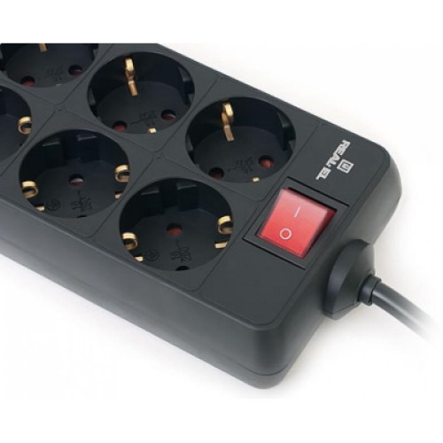 Сетевой фильтр питания REAL-EL REAL-EL RS-8 PROTECT, 1.8m, black (EL122300021)