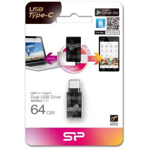 USB флеш накопитель Silicon Power 64GB Mobile C31 USB 3.1 / USB Type-C (SP064GBUC3C31V1K)
