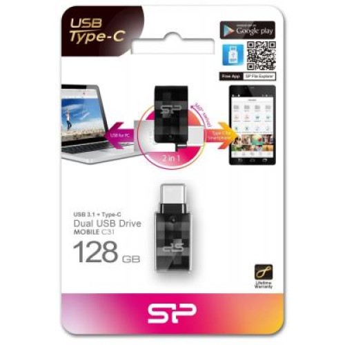 USB флеш накопитель Silicon Power 128GB C31 Silver USB 3.1/Type C (SP128GBUC3C31V1K) USB флеш накопитель Silicon Power 128GB C31 Silver USB 3.1/Type C (SP128GBUC3C31V1K)