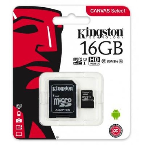 Карта памяти Kingston 16GB microSDHC class 10 UHS-I Canvas Select (SDCS/16GB) Карта памяти Kingston 16GB microSDHC class 10 UHS-I Canvas Select (SDCS/16GB)