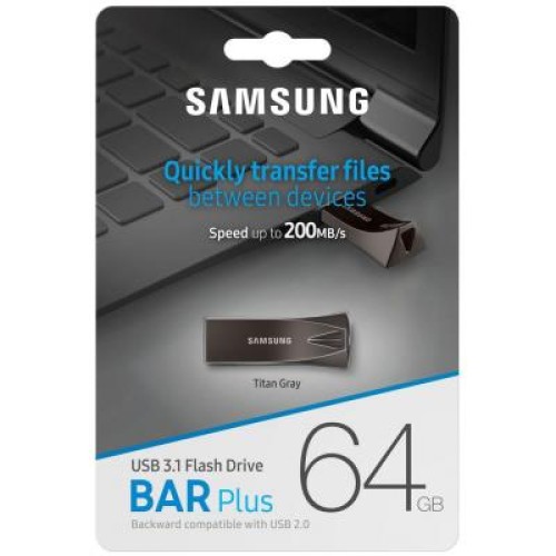 USB флеш накопитель Samsung 64GB Bar Plus Black USB 3.1 (MUF-64BE4/APC)