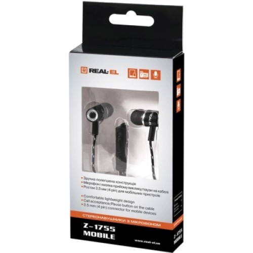 Наушники REAL-EL Z-1755 Black/Wwhite (EL124100020) Наушники REAL-EL Z-1755 Black/Wwhite (EL124100020)