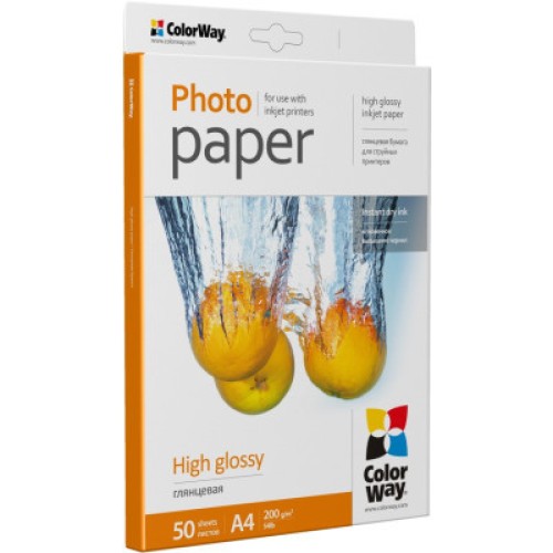 Фотобумага ColorWay A4 200г glossy 50л (PG200050A4)