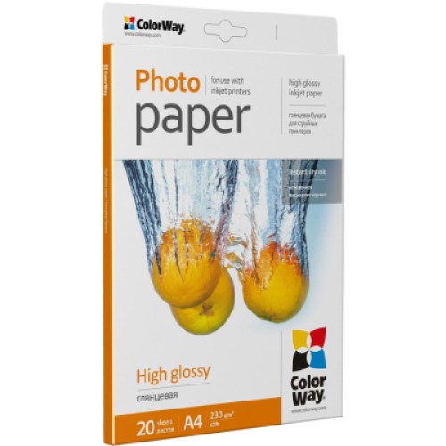 Фотобумага ColorWay A4 230г Glossy 20ст (PG230020A4)