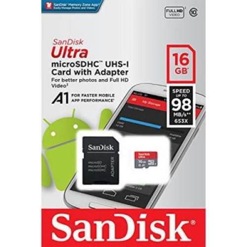 Карта памяти SanDisk 16GB microSDHC class 10 UHS-I A1 Ultra (SDSQUAR-016G-GN6IA)
