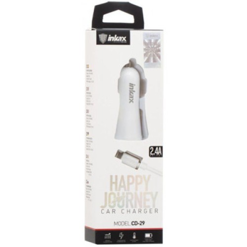 Зарядное устройство Inkax CD-29 Car charger + Micro cable 2USB 2.4A White (F_72211)