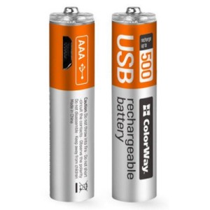 Акумулятор ColorWay AAA USB-micro 400 mAh * 2 (CW-UBAAA-01)