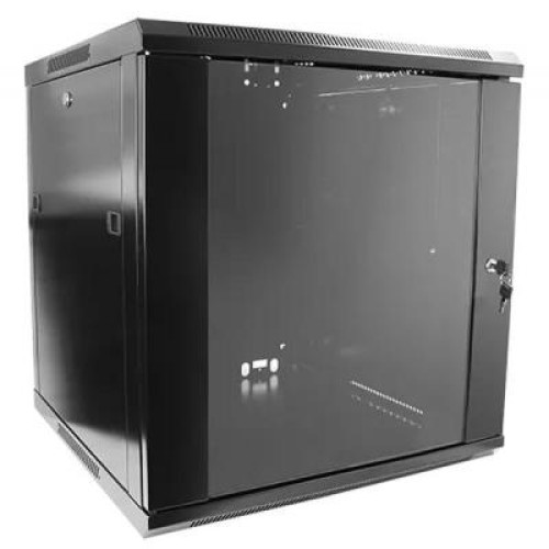 Шкаф настенный Hypernet 12U 19" 600x450, glass door, black (WMNC-12U-FLAT-BLACK)