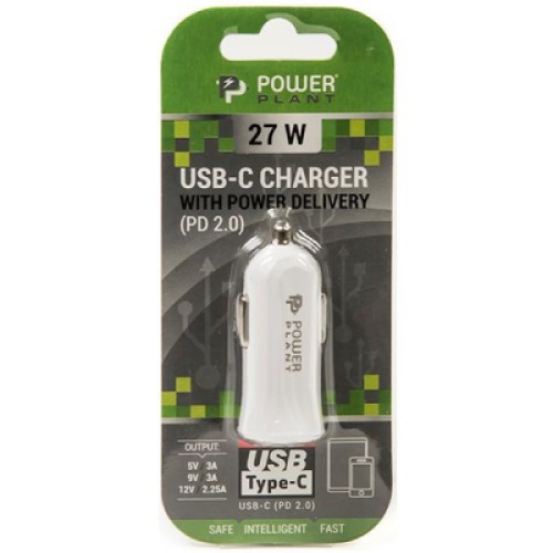 Зарядное устройство PowerPlant 1*Type-C, 12~24V DC, 5V 3A / 9V 3A / 12V 2.25A (SC230068)