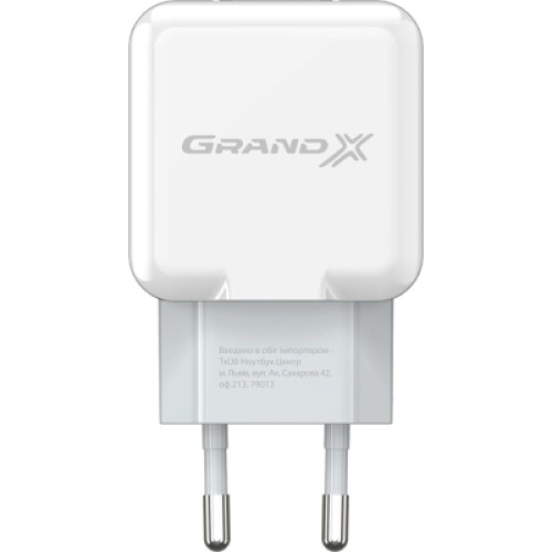 Зарядное устройство Grand-X 5V 2.1A White (CH-03W)