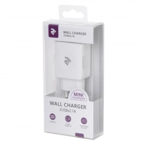Зарядное устройство 2E Wall for 2 USB - DC5.0V/4.2 A, white (2E-WC4USB-W)