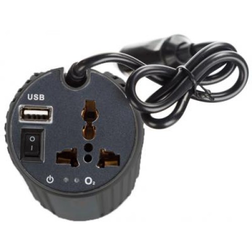 Автомобильный инвертор Porto 12V/220V 150W, USB, ионизатор, Black (MNY-150B)