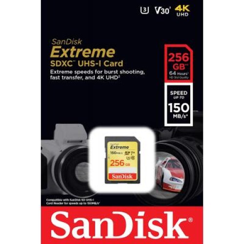 Карта памяти SanDisk 256GB SDXC class 10 UHS-I U3 Extreme (SDSDXV5-256G-GNCIN)