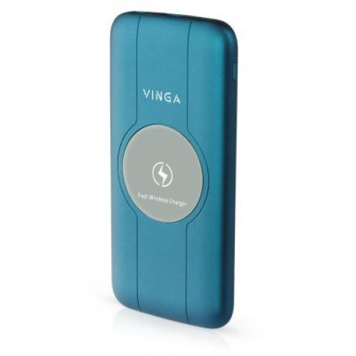 Батарея универсальная Vinga 10000 mAh Wireless QC3.0 PD soft touch blue (BTPB3510WLROBL)