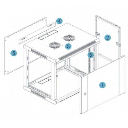 Шкаф настенный Kingda 12U 19" 600x600 RAL9004 (KD-007-6612)