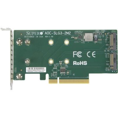 Плата расширения Supermicro PCIe x8 до SSD 2x m.2 NVMe (AOC-SLG3-2M2)