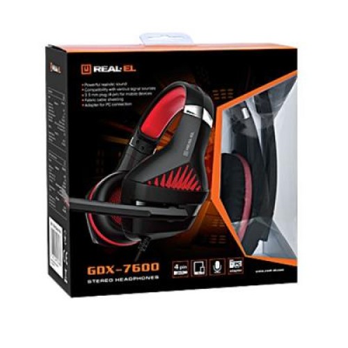 Наушники REAL-EL GDX-7600 Black/Red (EL124100028) Наушники REAL-EL GDX-7600 Black/Red (EL124100028)