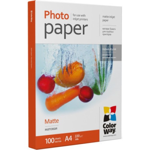 Фотобумага ColorWay A4 220г matte 100л (PM220100A4)